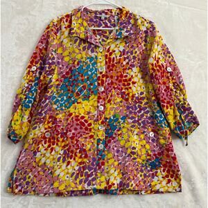 John Mark Colorful Fun Button Top Large Festival Artsy Eclectic